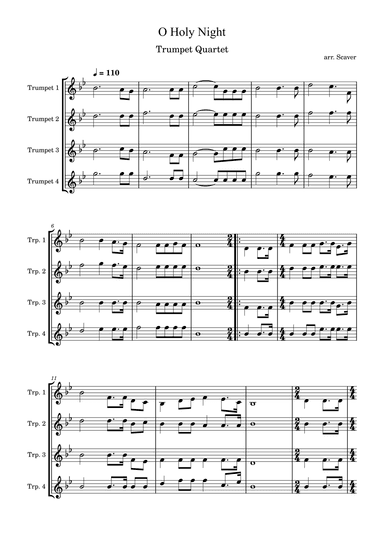 O Holy Night - Trumpet Quartet (arr. Scaver)