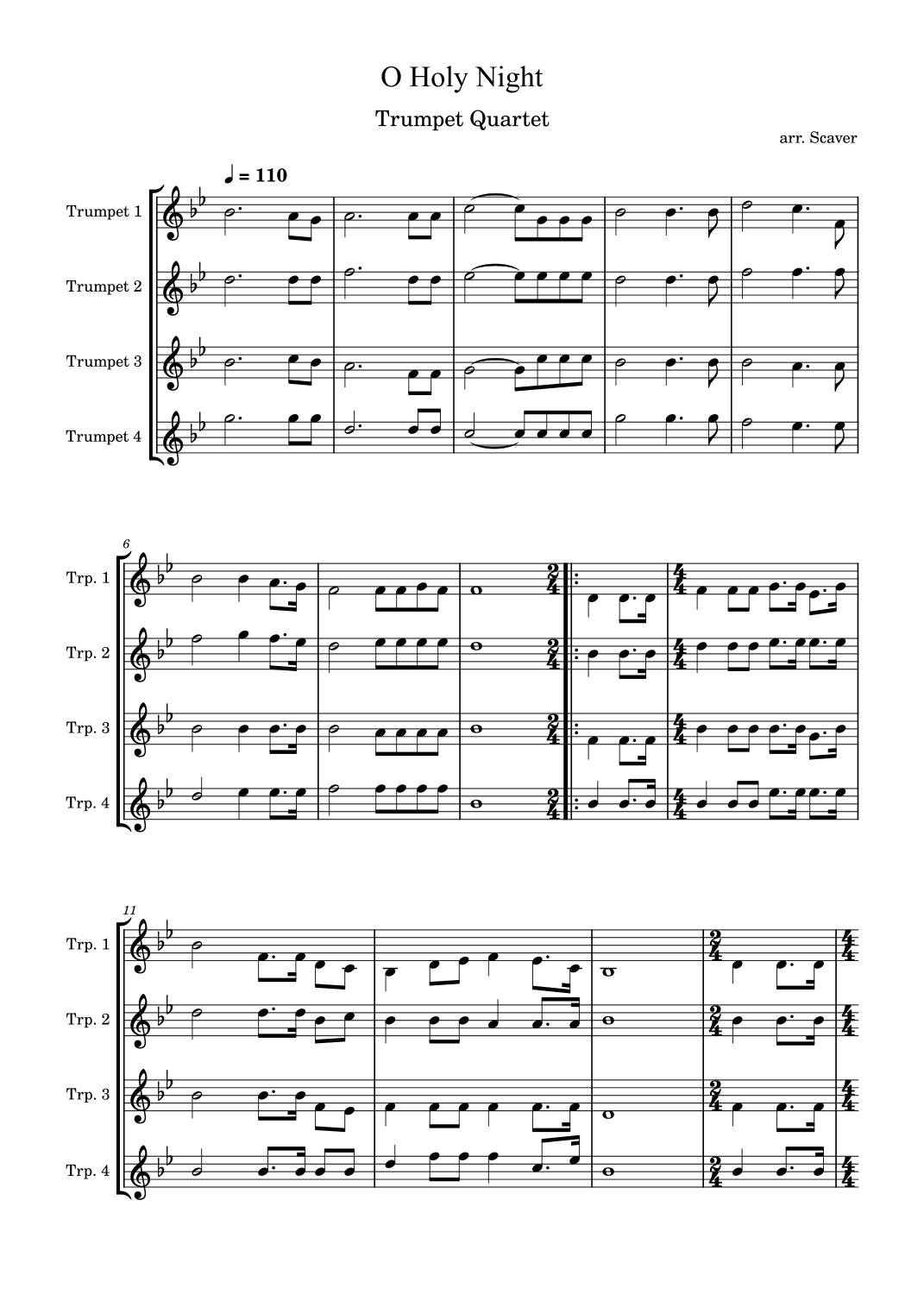 O Holy Night - Trumpet Quartet (arr. Scaver)