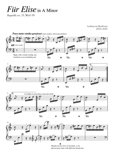 FUR ELISE (Beethoven) | Piano Solo ORIGINAL with note names and performance ideas (arr. Published Harmony Valarie)