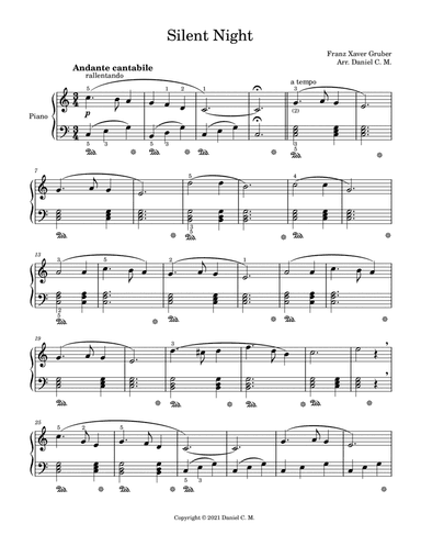 Silent Night for piano (easy) (arr. Daniel C. M.)
