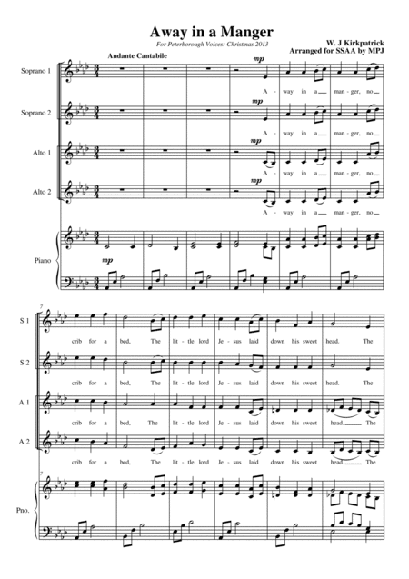 Away In A Manger SSAA Vocal Score (arr. Matthew Philip Jones)