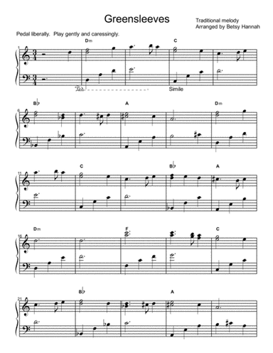 Greensleeves (arr. Betsy Hannah)