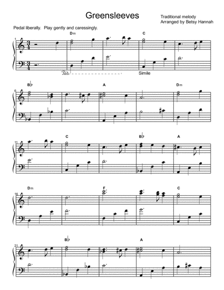 Greensleeves (arr. Betsy Hannah)