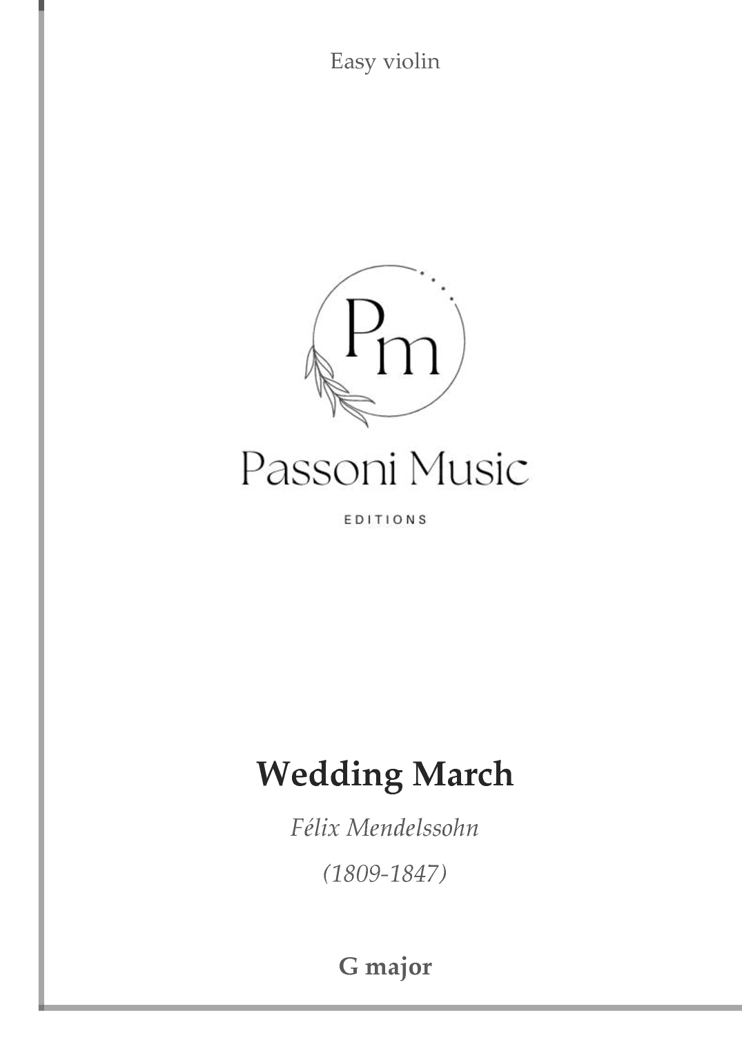 Wedding March for violin (arr. Passoni Music)