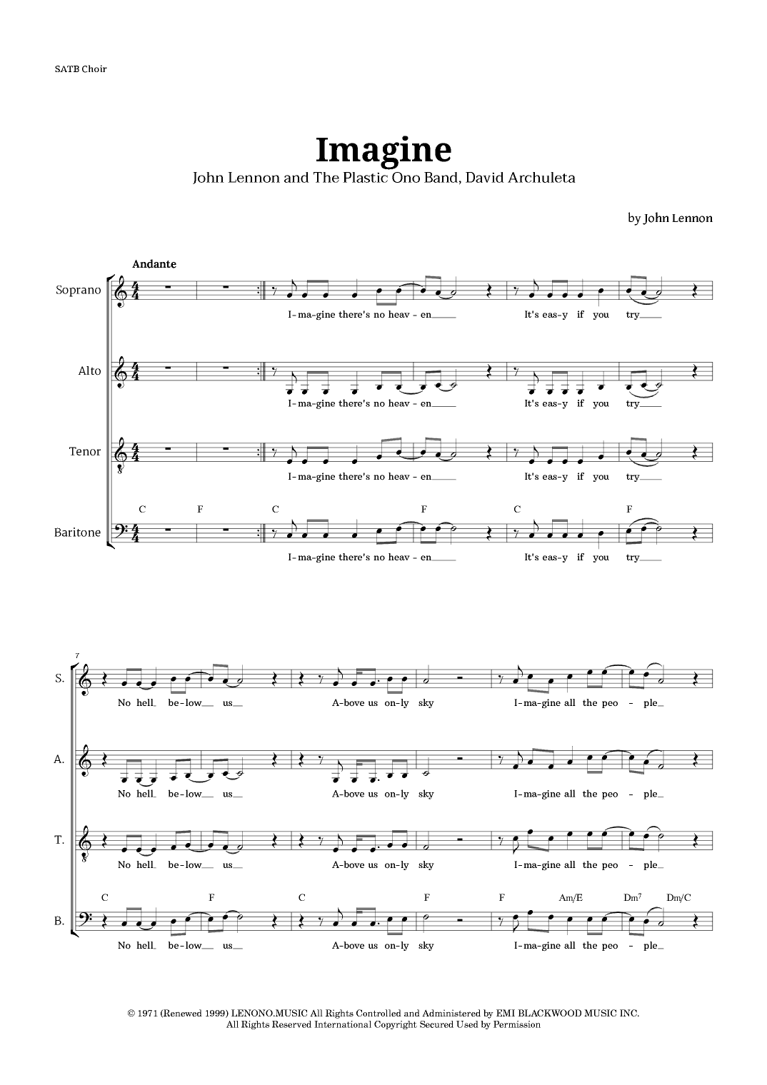 Imagine (arr. Langanho)