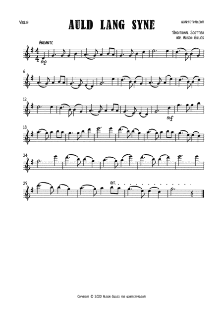 Auld Lang Syne - Solo Violin (arr. Alison Gillies)