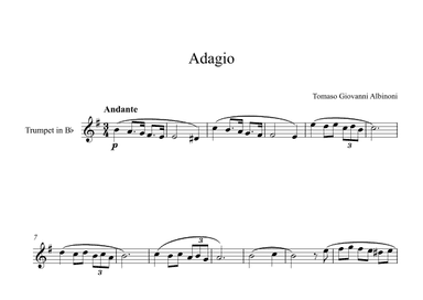 Adagio (In G Minor) - Tomaso Giovanni Albinoni (Trumpet) (arr. Digital Book Music)