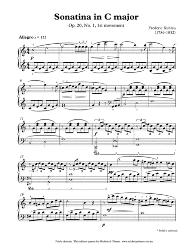 Sonatina in C Op 20 No 1 (Kuhlau) (arr. Michela A. Pinner)