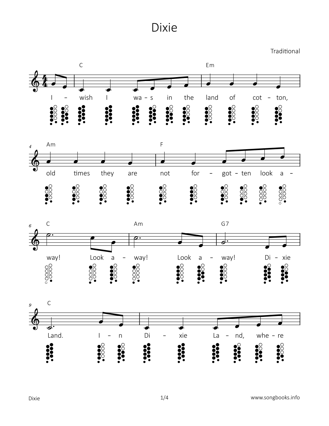 Dixie (arr. songbooks.info)