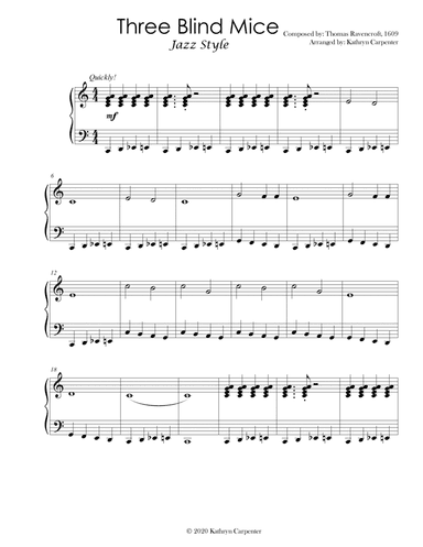 Three Blind Mice (Jazz Piano) (arr. Kathryn Carpenter)