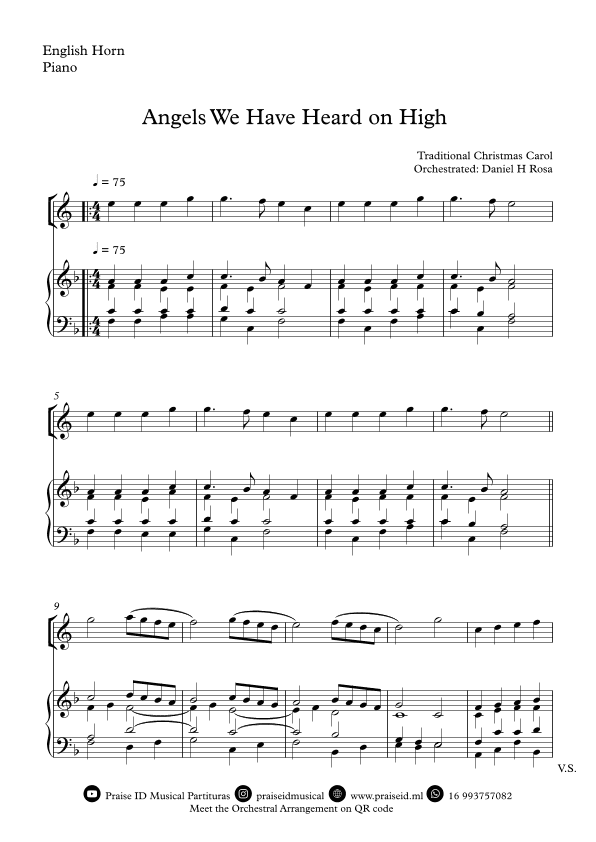 Angels We Have Heard on High  - Gloria in excelsi Deo - Easy English Horn and Piano (arr. Daniel H Rosa)