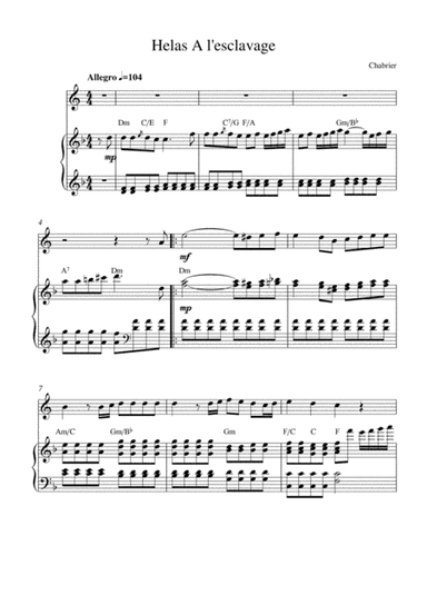 Helas! A l'esclavage (from Le roi malgré lui) (arr. Kaiserin Rebecca)