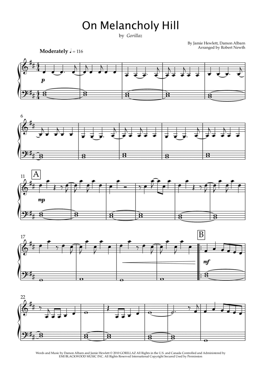 On Melancholy Hill (arr. Robert Newth)