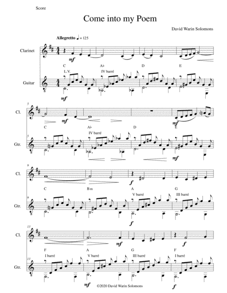 Come into my poem for clarinet and guitar