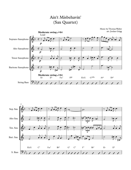 Ain't Misbehavin' (Sax Quartet) (arr. Jordan Grigg)