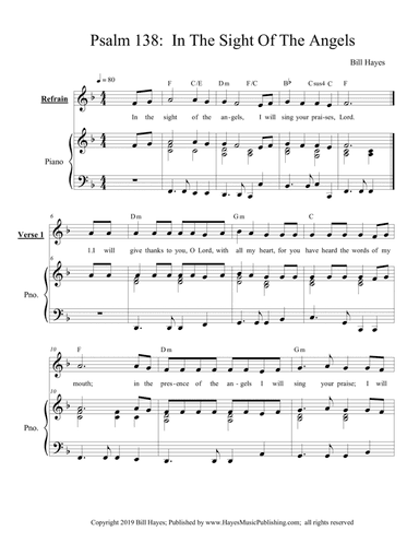 Psalm 138:  In The Sight Of The Angels (Piano/vocal)