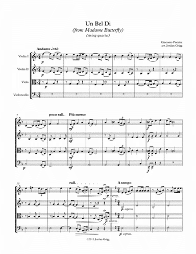Un Bel Di from Madame Butterfly (string quartet) (arr. Jordan Grigg)