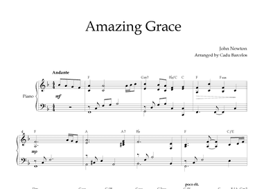 Amazing Grace (Piano intermediate 1) Chords (arr. Cadu Barcelos)