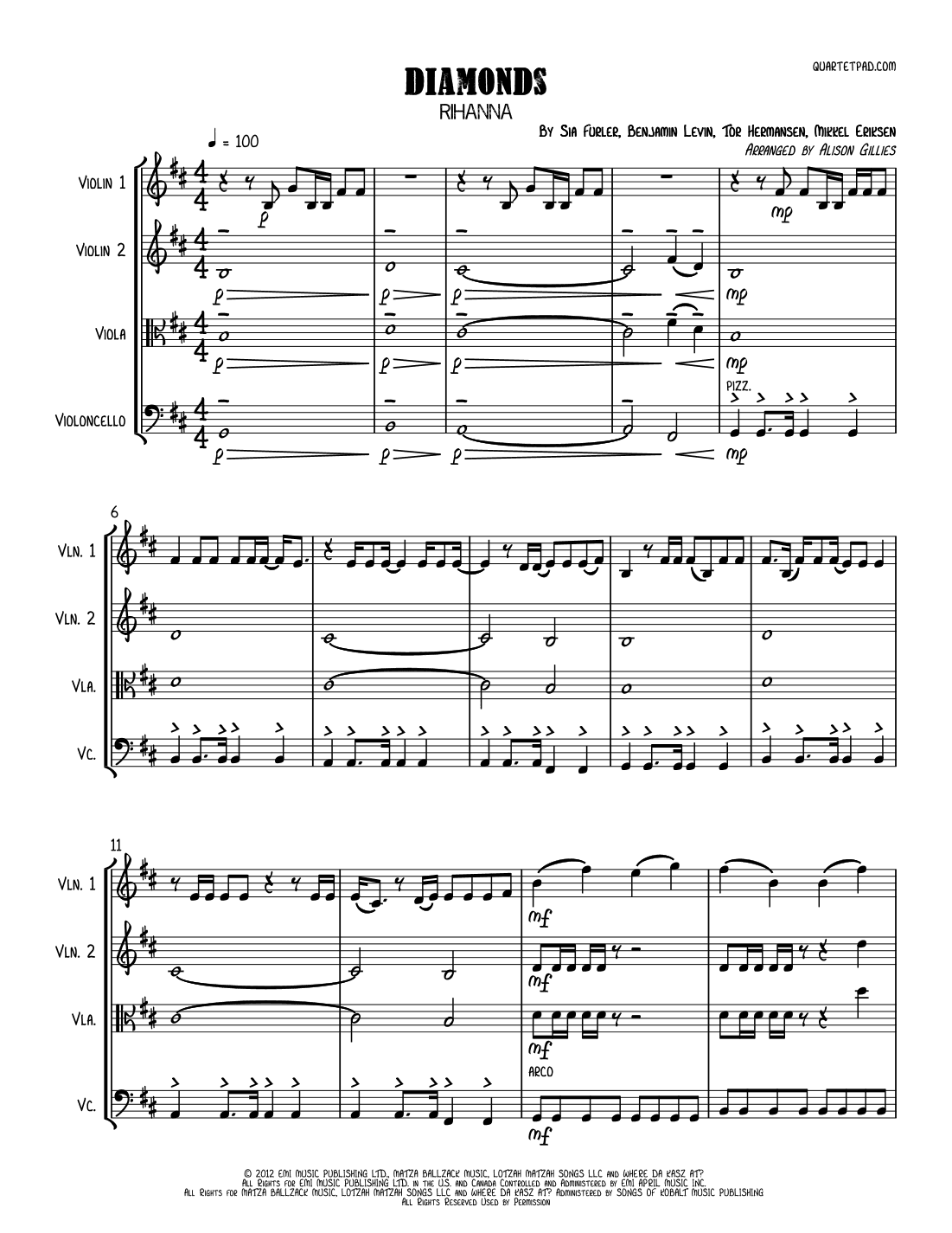 Diamonds (arr. Alison Gillies)