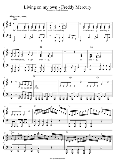 Living On My Own (arr. Frank Gathmann)