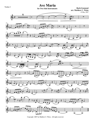 Ave Maria for Two Solo Instruments - Violin 2 (arr. Matthew C. Weiss)