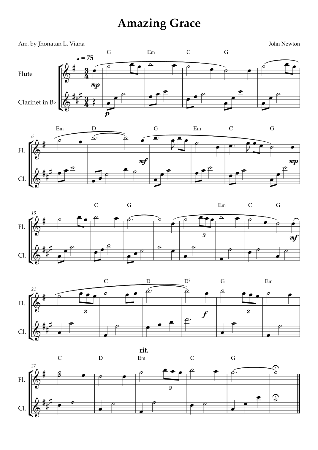 Amazing Grace (arr. Jhonatan Lucio Viana)