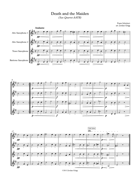 Death and the Maiden (Sax Quartet AATB) (arr. Jordan Grigg)
