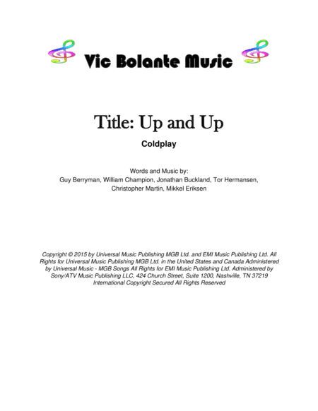 Up & Up (arr. Publish by Vic Bolante)