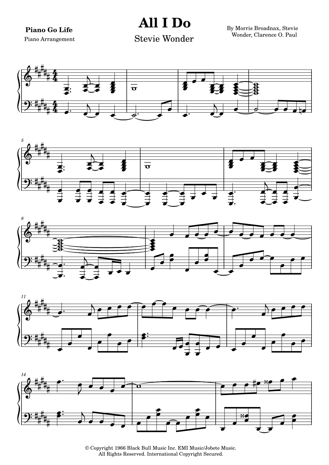 All I Do (arr. Piano Go Life)