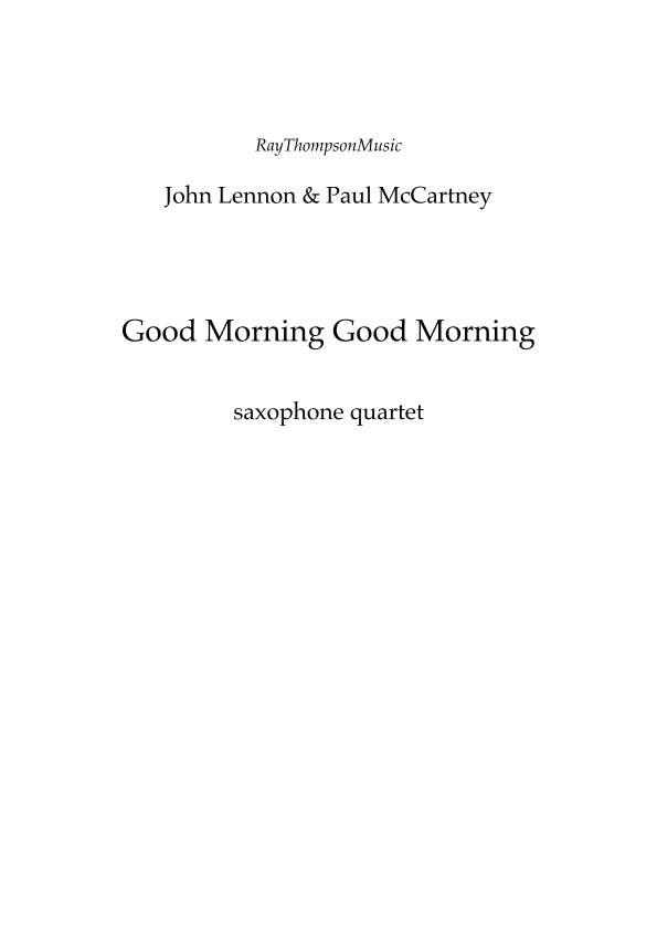 Good Morning Good Morning (arr. Ray Thompson)