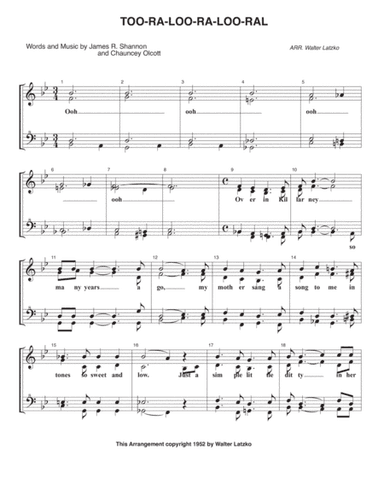 TOO-RA-LOO-RA-LOO-RA (arr. Walter Latzko)