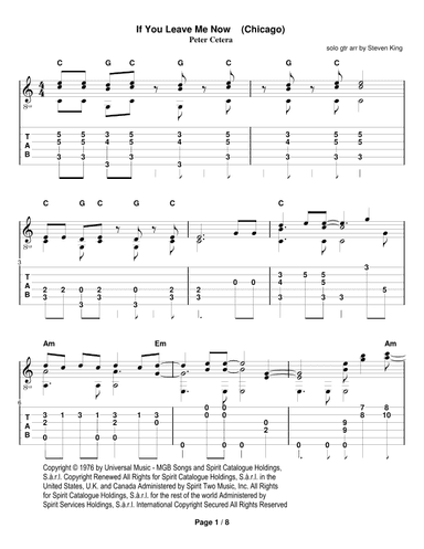 If You Leave Me Now (arr. Steven King)