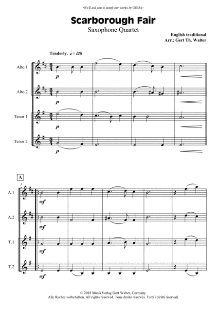 Scarborough Fair (arr. Gert Th. Walter)