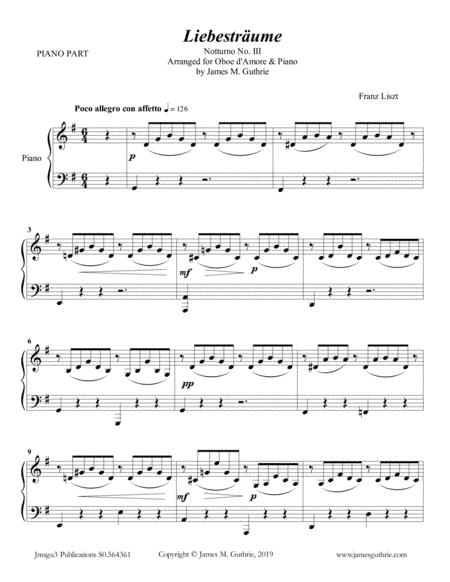 Liszt: Liebestraume for Oboe d'Amore & Piano (arr. James M. Guthrie)