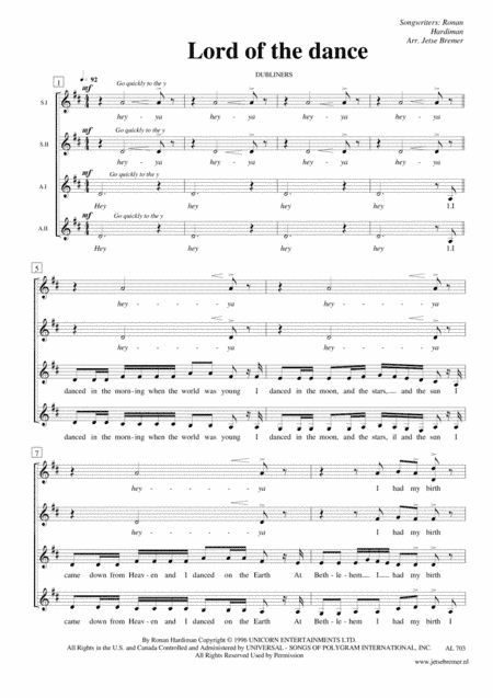 The Lord Of The Dance (arr. Jetse Bremer)