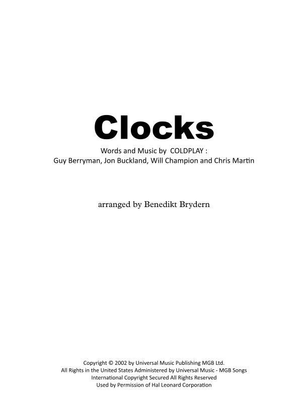 Clocks (arr. Benedikt Brydern)