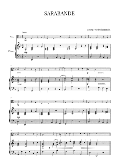 Haendel - Sarabande HWV 437 (for Viola and Piano) (arr. Cadenza Editions)