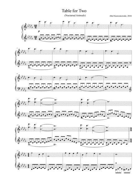 Table For Two (arr. Piano Palt)