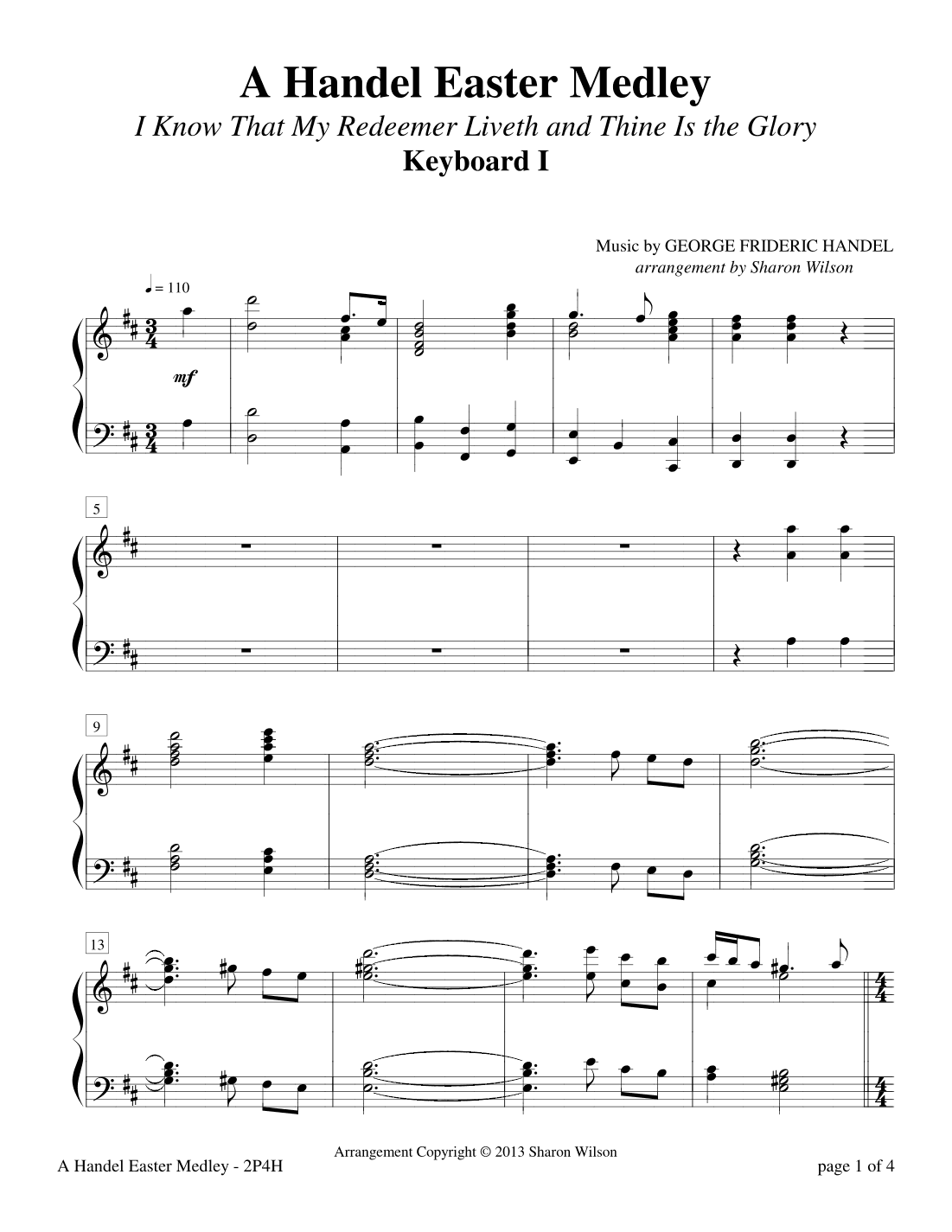 A Handel Easter Medley (2 Pianos, 4 Hands) (arr. Sharon Wilson)