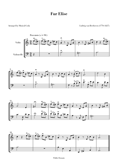 Fur Elise - Violin & Violoncello (arr. Musical Coda)