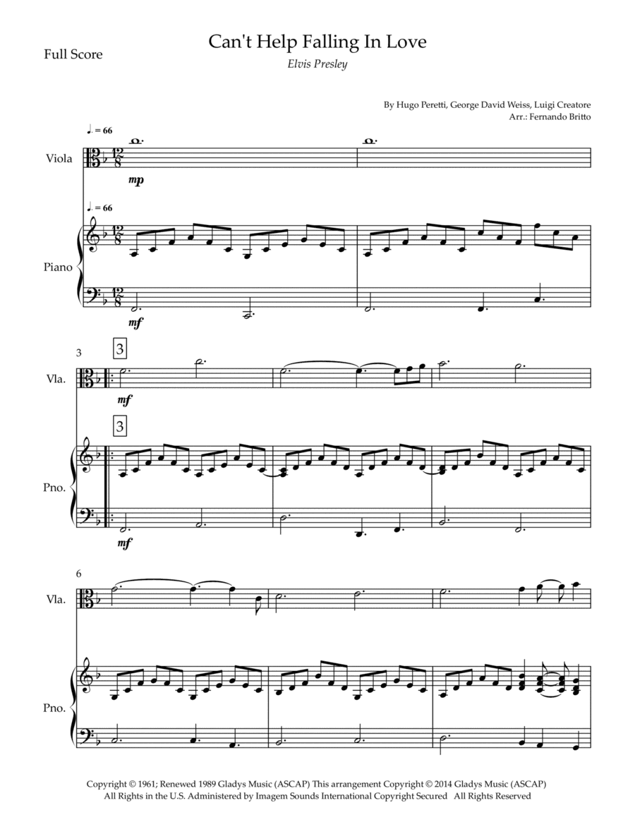 Can't Help Falling In Love (arr. Fernando Britto)