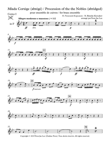 Mlada Procession of the Nobles (abridged) for Brass Ensemble - Set of Parts (arr. Yoon Jae Lee)