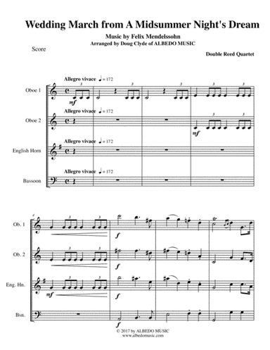 Mendelssohn Wedding March from A Midsummer Night's Dream for Double Reed Quartet (arr. Doug Clyde)