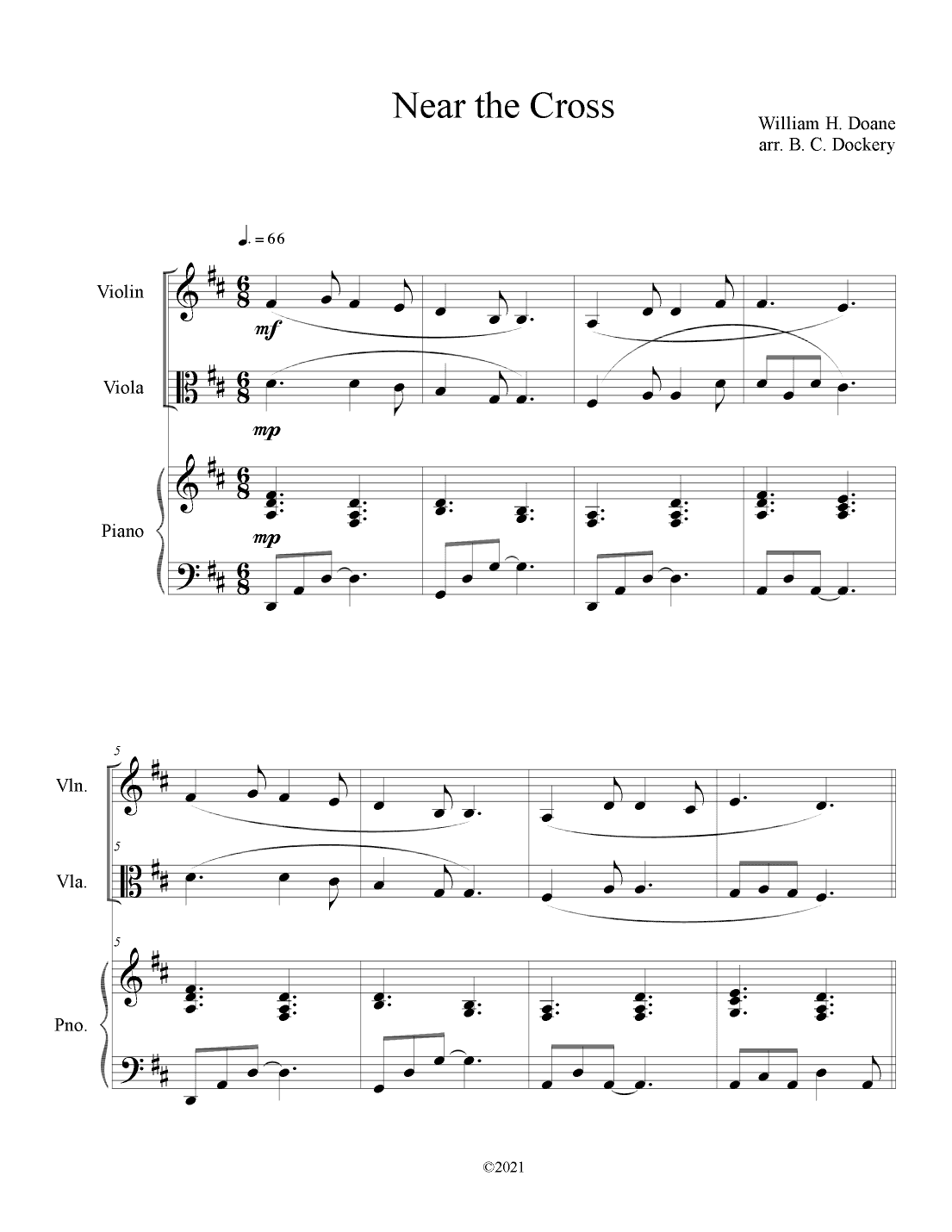 Near the Cross (Violin and Viola Duet with Piano Accompaniment) (arr. B. C. Dockery)