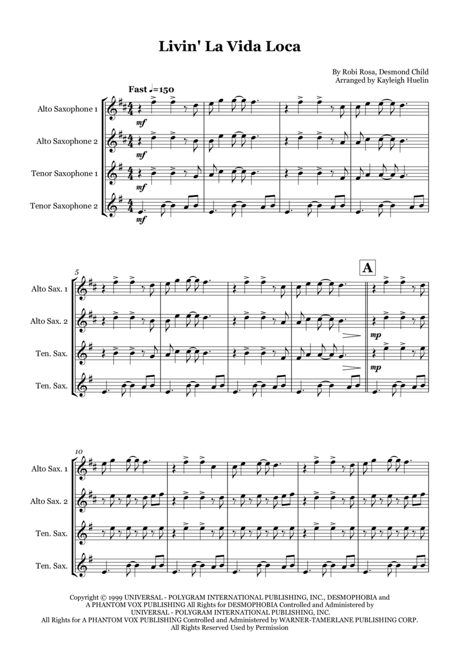 Livin' La Vida Loca (arr. Kayleigh Huelin)