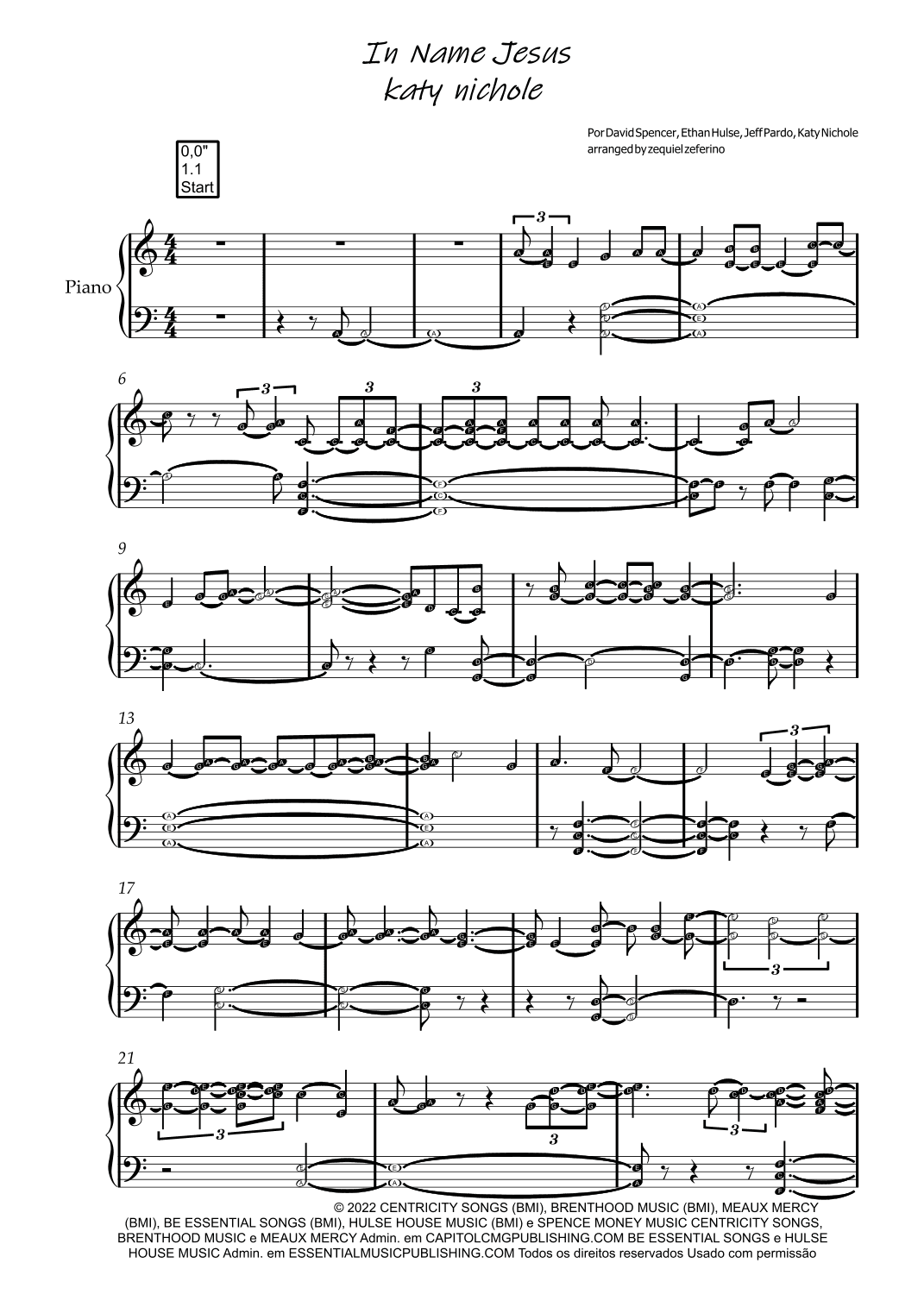 In Jesus Name (god Of Possible) (arr. by ezequiel zeferino)