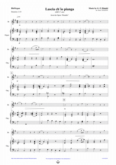Lascia ch´io pianga (Handel) (arr. Josef STASTNY)