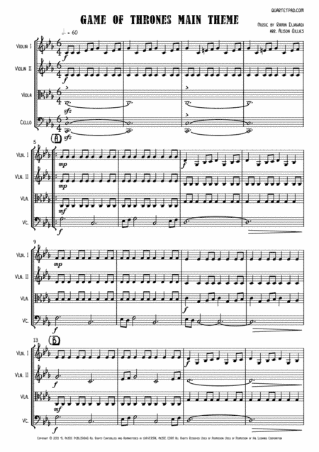 Game Of Thrones (arr. Alison Gillies)