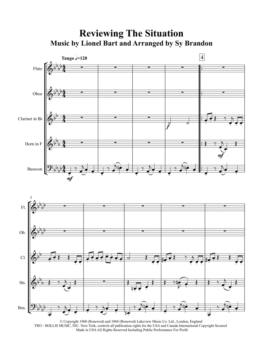 Reviewing The Situation (arr. Sy Brandon)