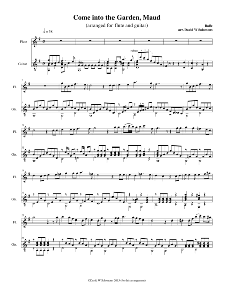Come into the garden Maud for flute and guitar (arr. David Warin Solomons)